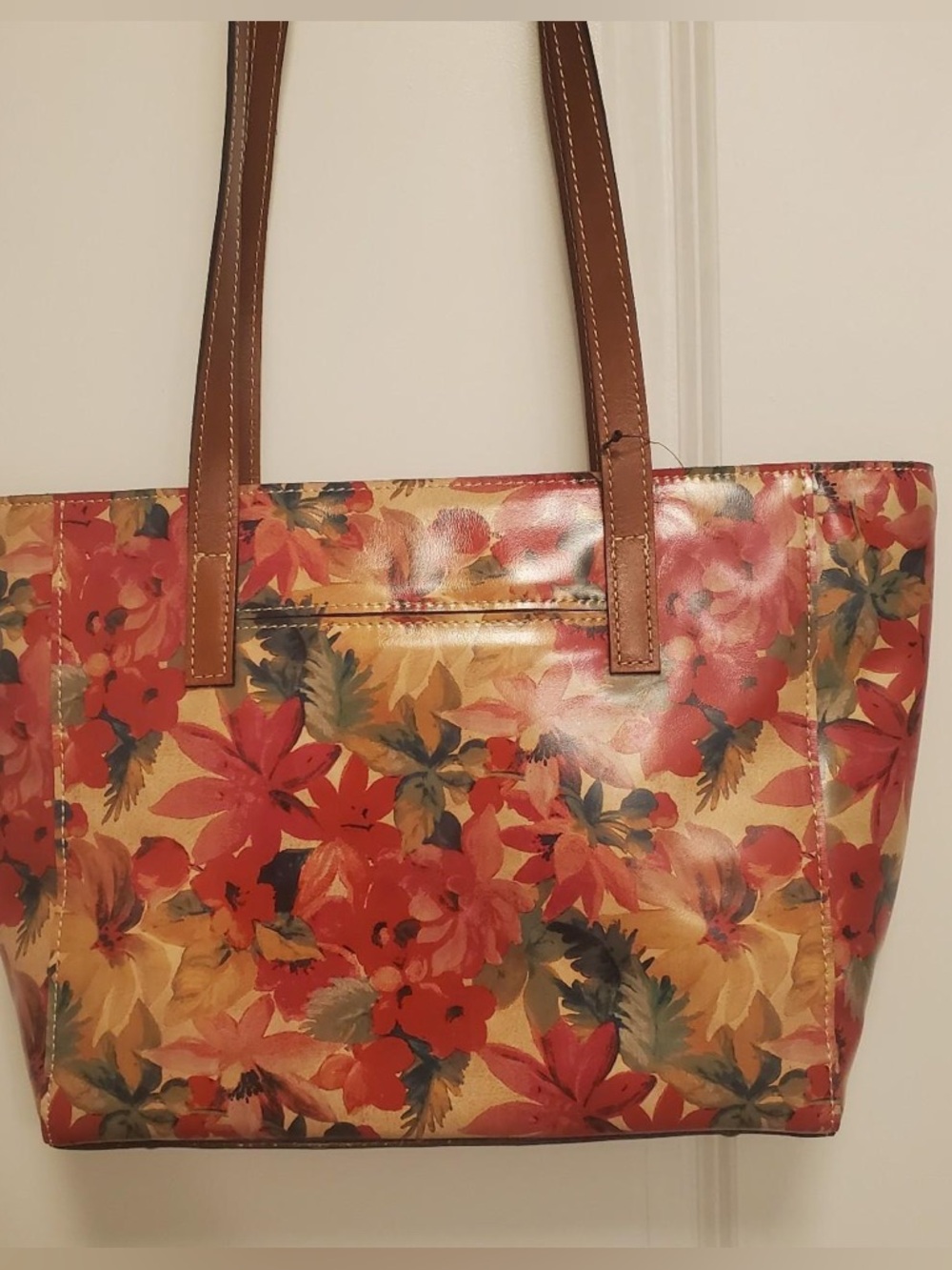 Patricia Nash Floral Tote Bag with Brown Straps - Pink Floral